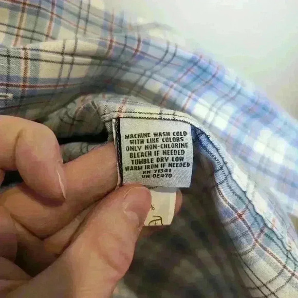 L.L. Bean Men's button down plaid long sleeve blue/red/white Size Large tall fit - Picture 5 of 12